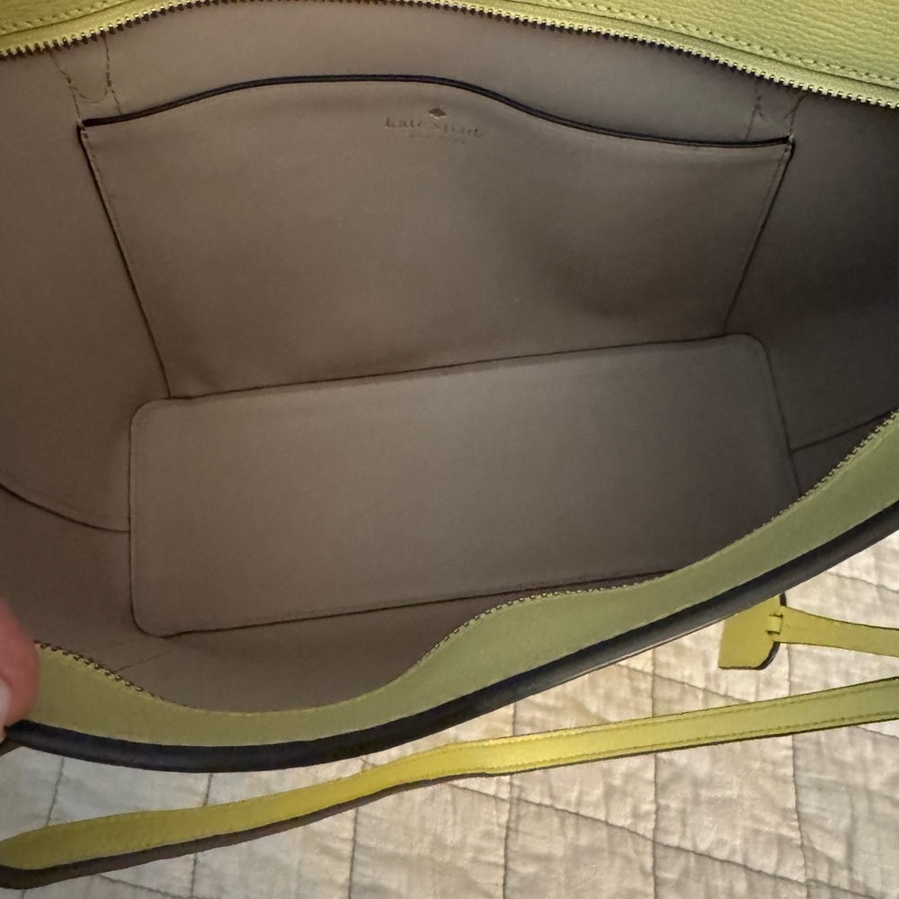 kate spade Lemon Yellow Leather Tote with Luggage Tag - Picture 6 of 7